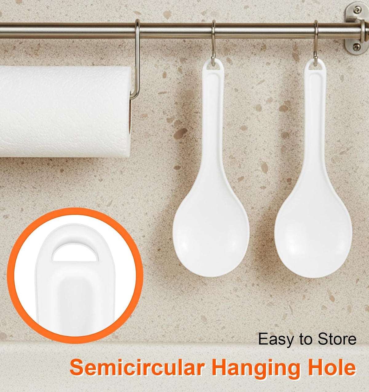 Plastic Rice Paddle, 2PCS Rice Spatula White Plastic