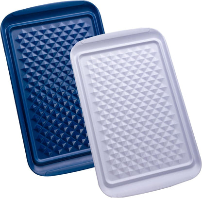 LEHAHA Grilling Prep and Serve Trays, BBQ Serving Platter, Melamine Serving Trays for Food, Set of 2, Great Gift for Father's Day, BBQ Lovers, Prefect for Chrismas Festival and Everyday use.