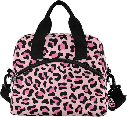 Colorful Leopard Insulated Lunch Bag Rainbow Animals Skin Print Reusable Cooler Lunch Tote Box with Shoulder Strap for Work Picnic School Beach