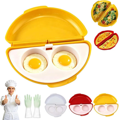 2-In-1 Microwave Omelette Maker & Egg Cup Cooker with Removable Tray，A+B