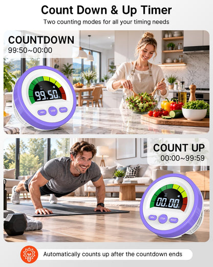 Digital Magnetic Kitchen Timer for Cooking, Rechargeable, Loud Alarm
