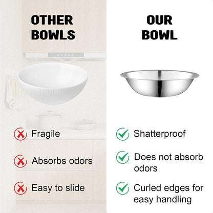 15 Pcs Stainless Steel Bowls Kitchen Metal Bowl with Flat 6.3 Inch Base Prep Bowls, Mixing Bowls Mirror Polish Metal Bowl Set for Meal Prep, Serving, Baking