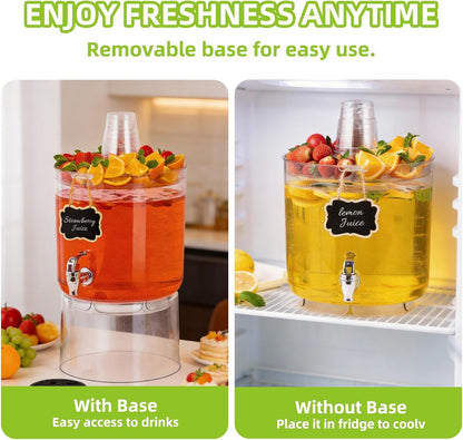 2 Gallon Beverage Dispenser for Parties, BPA-Free Drink Dispenser with No Drip Spigot, Juice Dispensers with Stand, Transparent Plastic Water Dispenser Countertop for Punch, and Drink Fountains