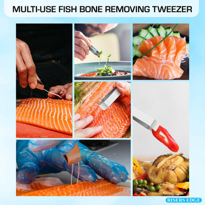 Fish Bone Tweezers, Professional Stainless Steel Fish Bone Remover Tool, Precision Non-Slip Kitchen Tweezers for Salmon, Trout & Seafood, Chef Food Tweezers, Fish Scale Remover