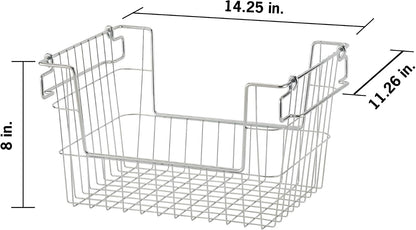 TRINITY 2-Pack Stackable Metal Wire Storage Baskets With Handles, EcoStorage Chrome, 11 Inches