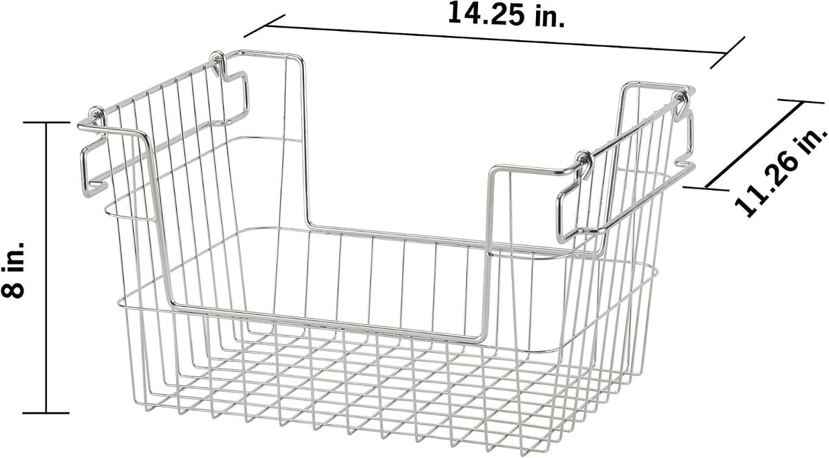 TRINITY 2-Pack Stackable Metal Wire Storage Baskets With Handles, EcoStorage Chrome, 11 Inches
