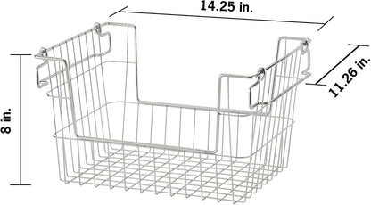 TRINITY 2-Pack Stackable Metal Wire Storage Baskets With Handles, EcoStorage Chrome, 11 Inches