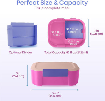 KARRICO Leakproof Lunch Box – 3-Compartment Bento Box, Cooler Pack & Adjustable Divider, Extra Large & BPA-Free – Dishwasher Safe, Ideal for On-the-Go Meals, Green