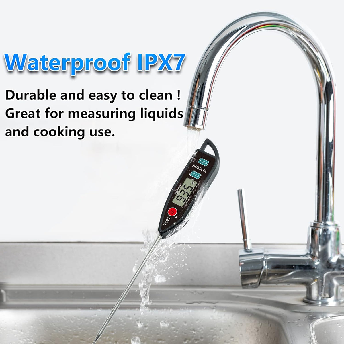 BOMATA Waterproof IPX7 Meat Thermometer, Food Thermometer