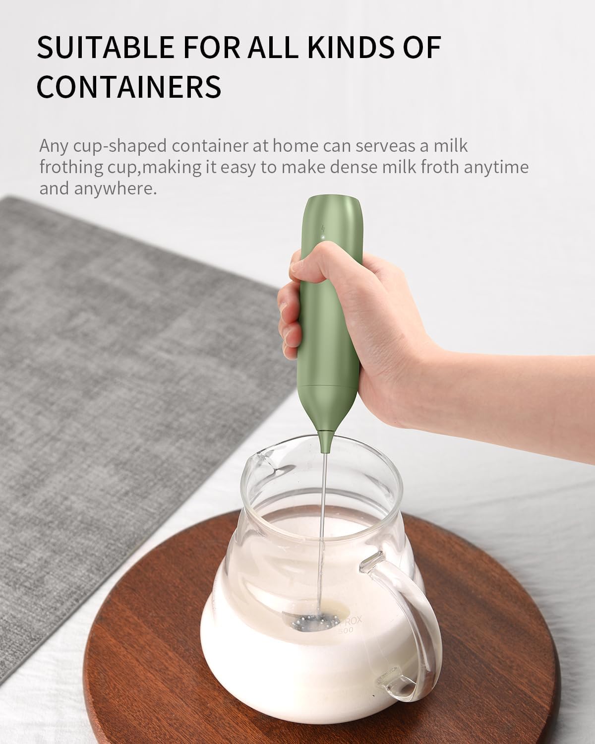 CIRCLE JOY Rechargeable Milk Frother Handheld with Stand, Dual Spring Whisk Head Electric Coffee Frother Foam Maker, Portable Drink Mixer for Cappuccino, Latte, Matcha, Black