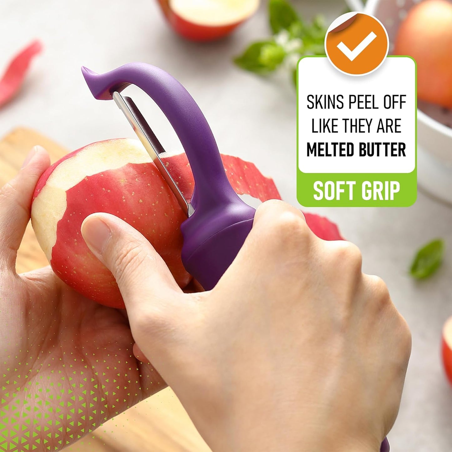 Spring Chef Premium Swivel Vegetable Peeler, Soft Grip Handle and Ultra Sharp Stainless Steel Blades - Perfect Kitchen Peeler For Veggie, Fruit, Potato, Carrot, Apple - Mango