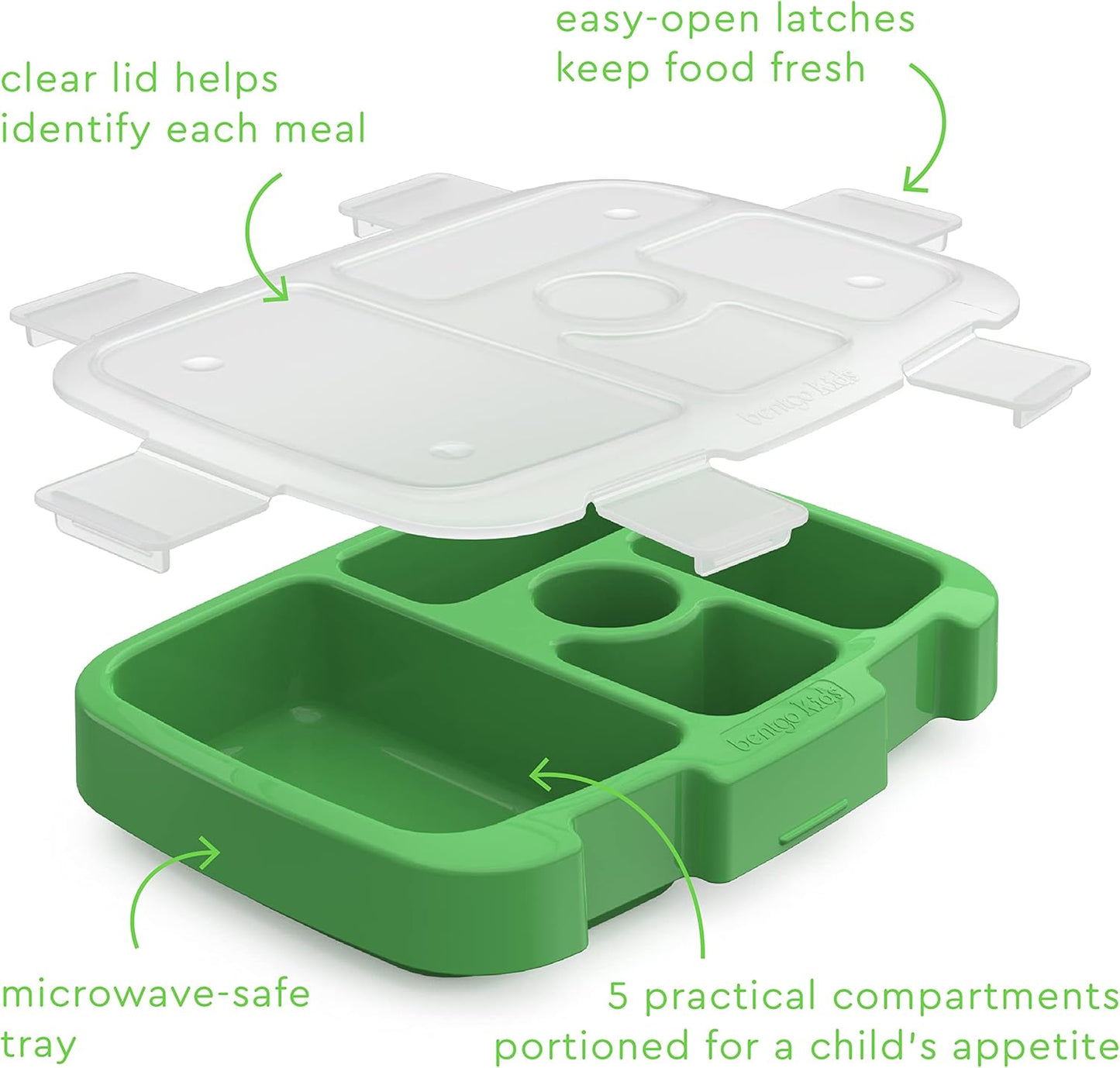 Bentgo® Kids Tray with Transparent Cover - Reusable, BPA-Free, 5-Compartment Meal Prep Container with Built-In Portion Control for Healthy, At-Home Meals & On-the-Go Lunches (Coral)