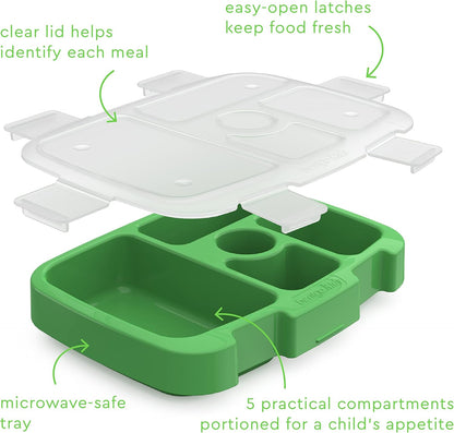Bentgo® Kids Tray with Transparent Cover - Reusable, BPA-Free, 5-Compartment Meal Prep Container with Built-In Portion Control for Healthy, At-Home Meals & On-the-Go Lunches (Coral)