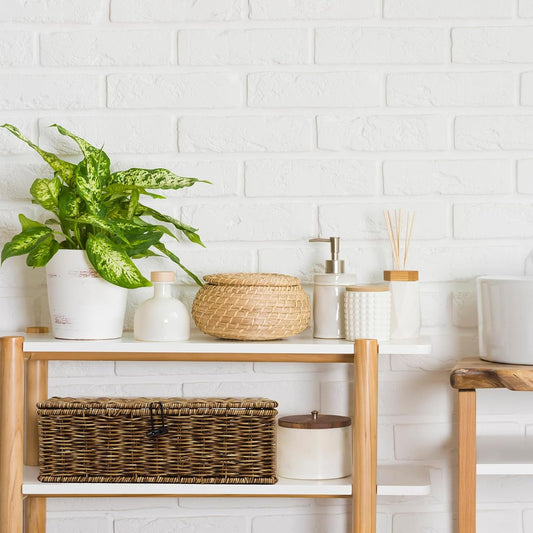Water Hyacinth Storage Basket with Lid, Rectangular Tank Woven Wicker Baskets with Sections, Decorative Box for Snack Toys Bathroom (Water Hyacinth)