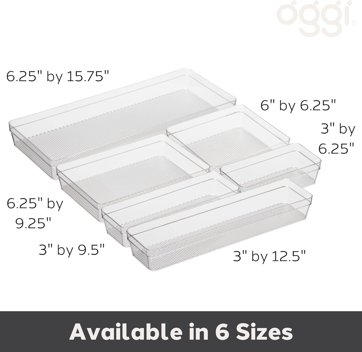 Oggi Clear Drawer Organizer - 3" X 12.5" - Ideal for Organizing Kitchen Drawers, Office, Desk, Silverware, Kitchen Utensils, Cosmetics and Bathrooms