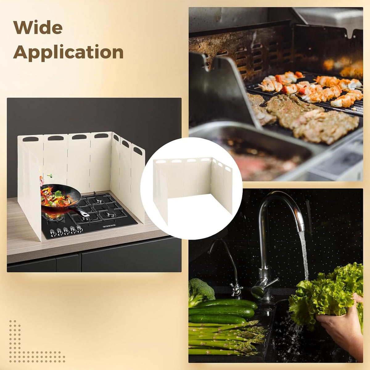 Stove Splash Guard, Foldable Stove Guard Splatter Shield, Oil Splash Guard for Kitchen Frying Cooking, Heat-Resistant Easy-to-Clean, Adjustable Panels