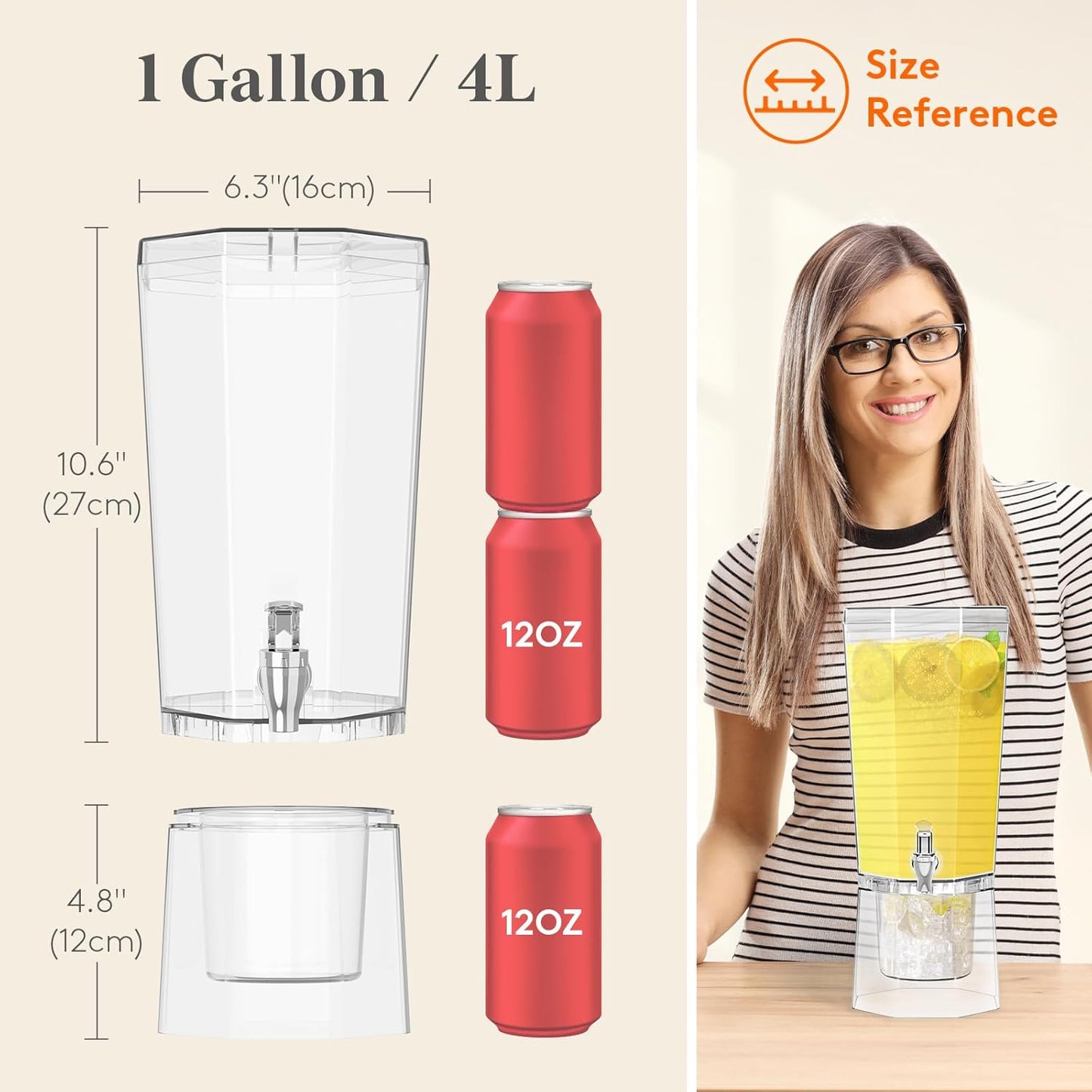 Lifewit 1.6 Gallon Drink Dispenser for Parties 2 Pcs, 6L Plastic Beverage Container with Stand for Juice/Tea/Soda & Lemonade, Clear Water Pitcher with Spigot for Mimosa Bar Hosting 39 x 16 cm/15x6"