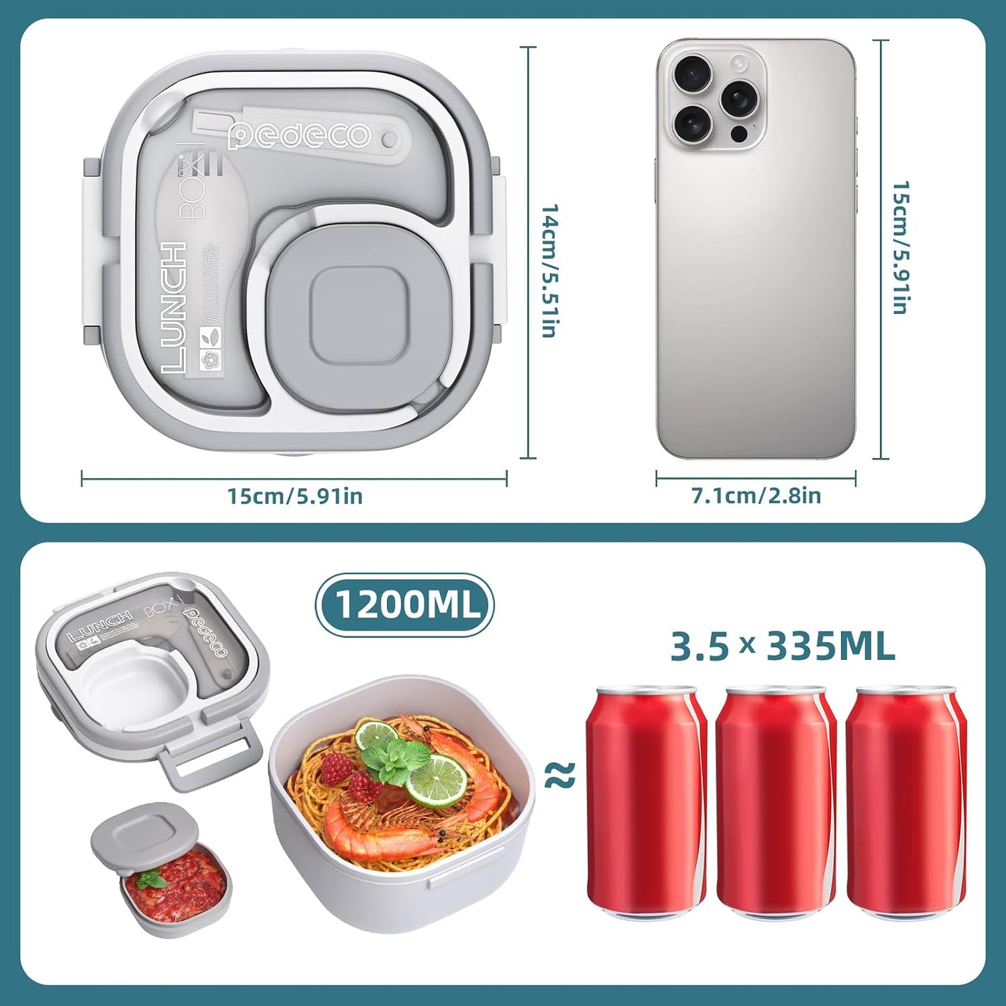 PEDECO Stackable Stainless Steel Bento Box with Insulated bag,Adult & Kids Luch Box,Leak-Proof,1-Tier Bento box,Lunch Box With Portable Sauce Pod and Cutlery-for Teens/Toddler,Dishwasher Safe,Blue