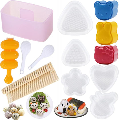 Rice Ball Molds 21PCS Onigiri Mold Set Cute Animal Sushi Molds Rice Shaper Rice Ball Shaker Bento Box Accessories DIY with Nori Seaweed Punch Cutter Food Picks
