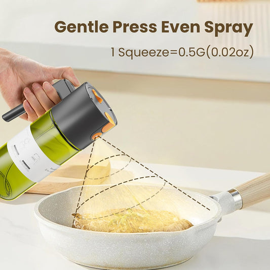 LAKUMIQI 2 in 1 Oil Sprayer & Dispenser, 17 oz Light-Blocking Glass Bottle