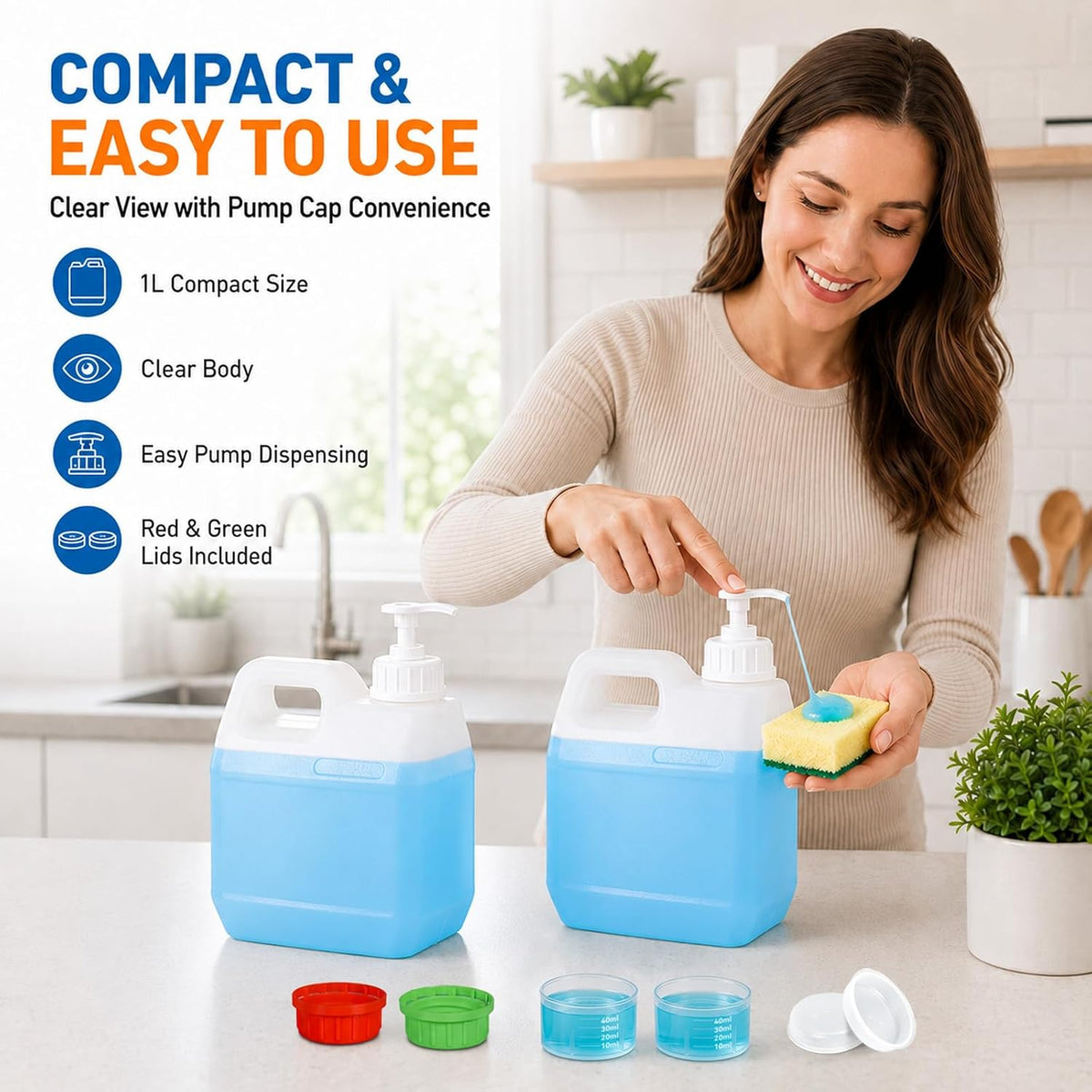 2 Pack 1 Gallon Graduated Jugs with Pumps and Measuring Caps