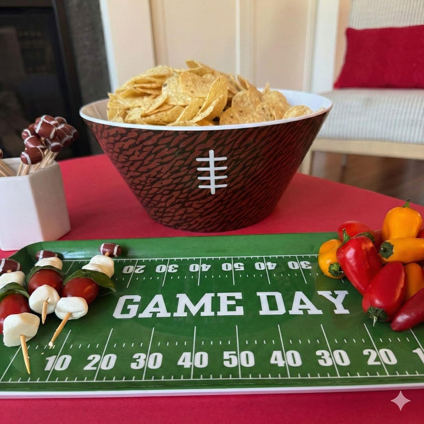 Sprinkles & Confetti Durable Green Football Snack & Serving Bowl Reusable Melamine Dish for Game Day, Tailgating, Parties, Sports Events & Everyday Use