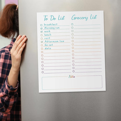 Gueevin 2 Pcs Magnetic Dry Erase Grocery List for Fridge 10" x 12" Magnet White Board Sheet with 8 Whiteboard Markers 2 Eraser Reusable for Refrigerator Kitchen Locker Cabinet Door(Black Line)