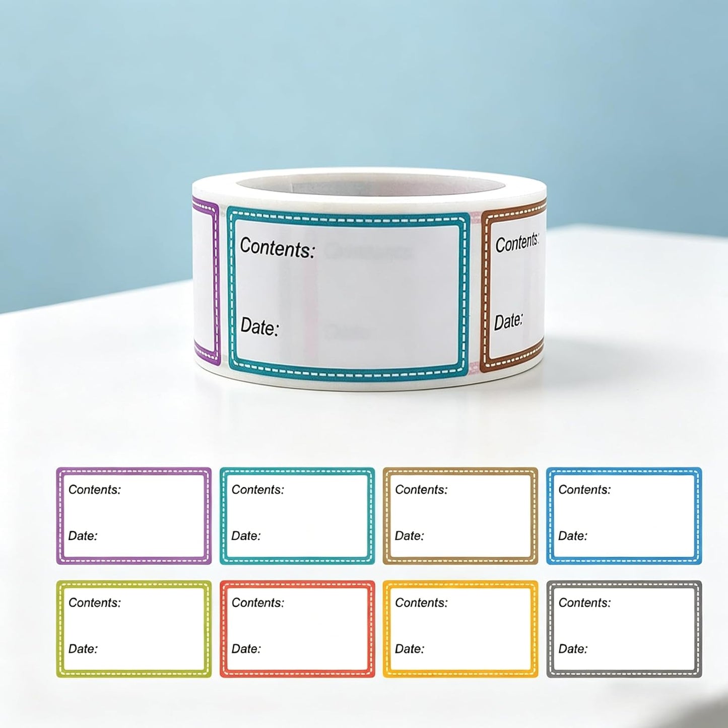 100-Pack Removable Freezer Labels, Waterproof Food Storage Stickers for Date & Contents Marking - Colors B