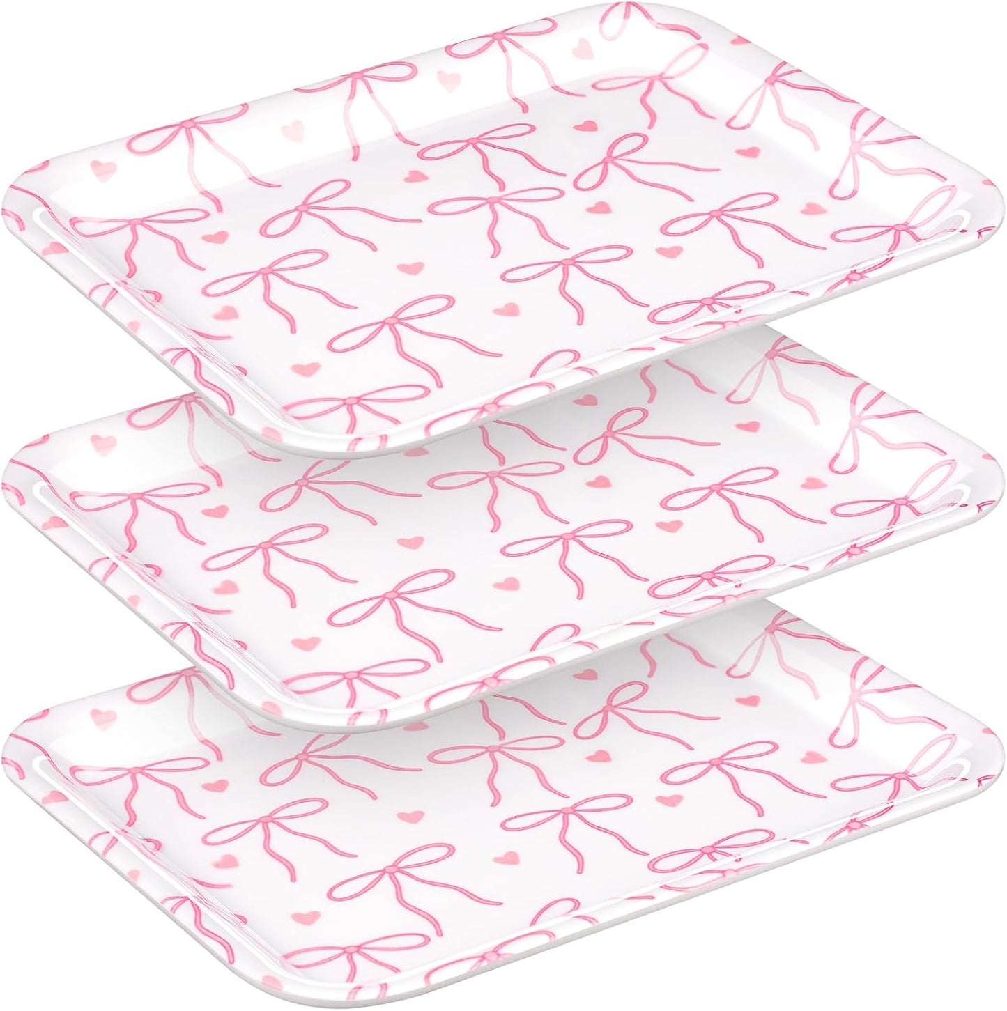 Tioncy 3 Pcs Strawberry Birthday Party Plates Pink Plastic Serving Tray for Summer Berry First Birthday Decoration, 13 x 10 Inch
