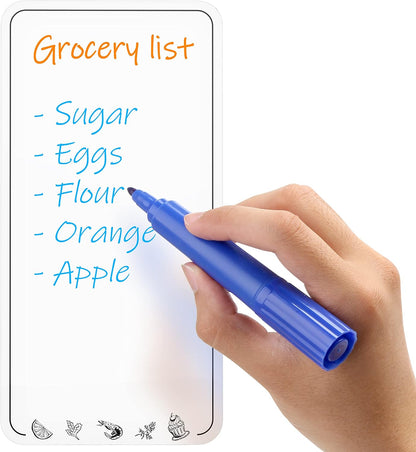 Dry Erase Grocery List for Fridge - 4.5 x 8.5 in White Dry Erase Shopping List for Fridge - Magnetic Grocery List Whiteboard Fridge Notepad - Erasable Grocery List Magnet Board for Refrigerator