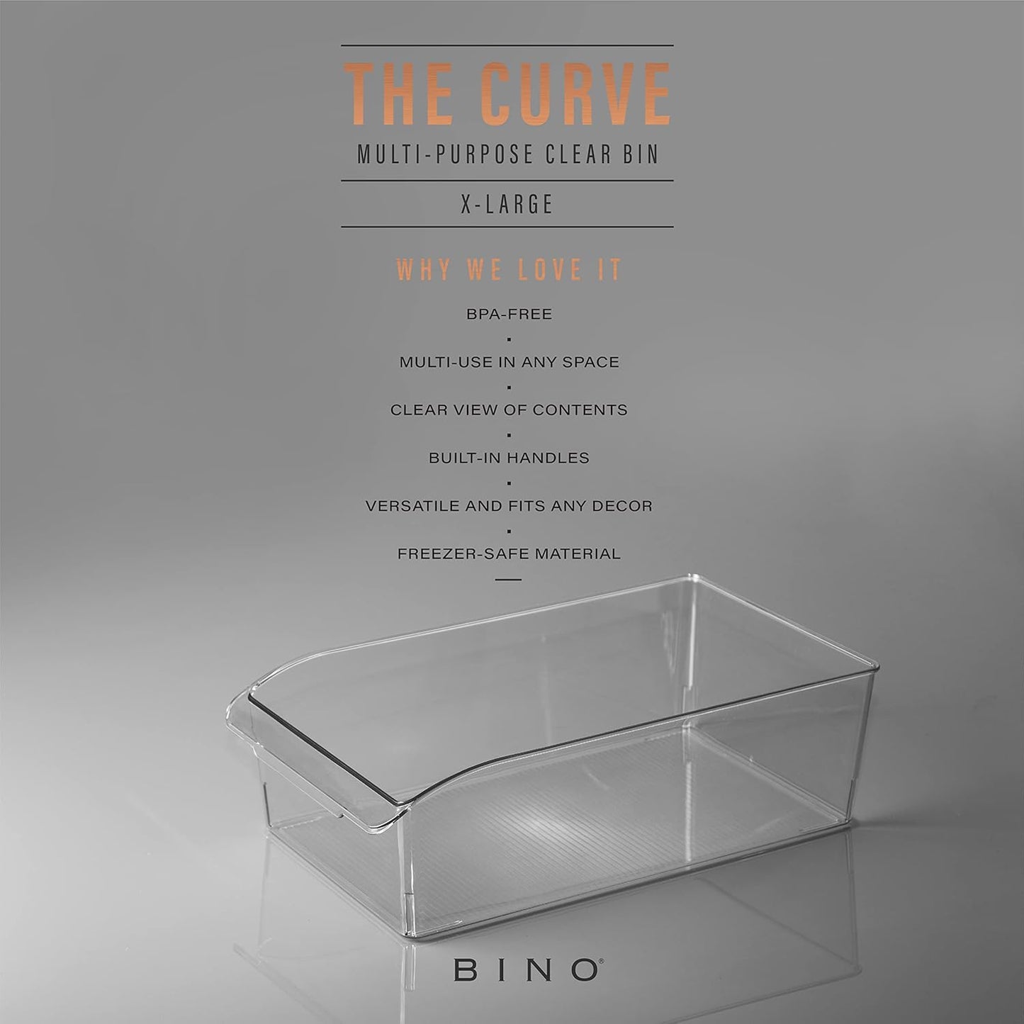 BINO | Plastic Storage Bins, Small | THE CURVE COLLECTION | Multi-Use Organizer Bins | Storage Containers Kitchen, Pantry and Home Organization | Fridge Organizers | Pantry Organization and Storage