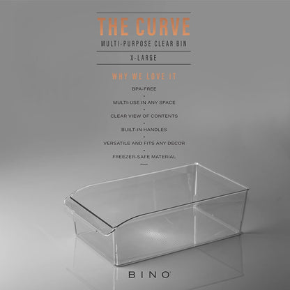 BINO | Plastic Storage Bins, Small | THE CURVE COLLECTION | Multi-Use Organizer Bins | Storage Containers Kitchen, Pantry and Home Organization | Fridge Organizers | Pantry Organization and Storage