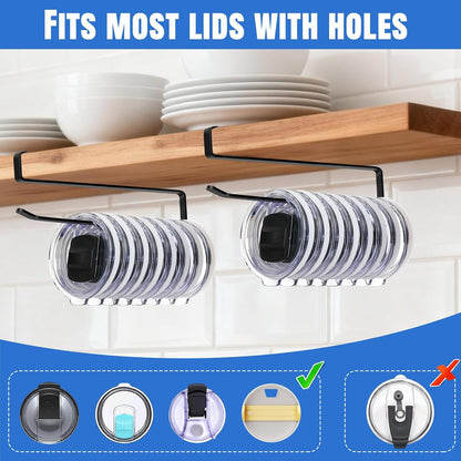 Tumbler Lid Organizer, No Adhesive or Drilling, Kitchen Space Saver