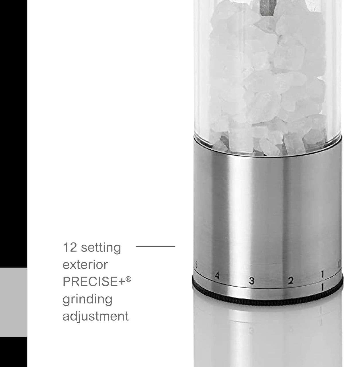 AdHoc Select Geared Salt or Pepper Grinder, Stainless Steel, 7.5"