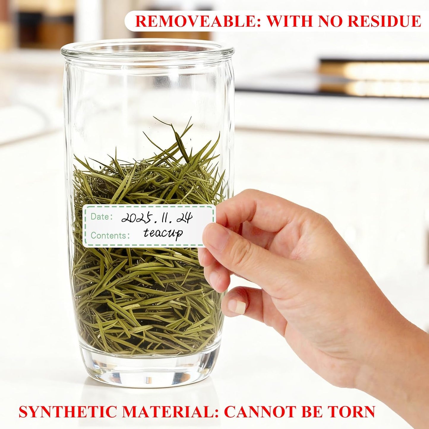 Freezer Labels for Food Containers - Waterproof & Oil Resistant 1x3 Inch Stickers, No-Residue Strong Adhesive for Kitchen, Mason Jars, Restaurants, Home and Commercial Use (500Pcs)