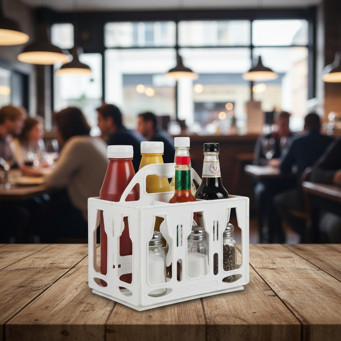 Marketing Holders Condiment Caddy Six Pack Soda Beer Coffee Hot or Cold Beverage Slotted Compartment Beverage Caddie BBQ Bar Water Outdoor Tailgating Carrier Plastic Carry Station