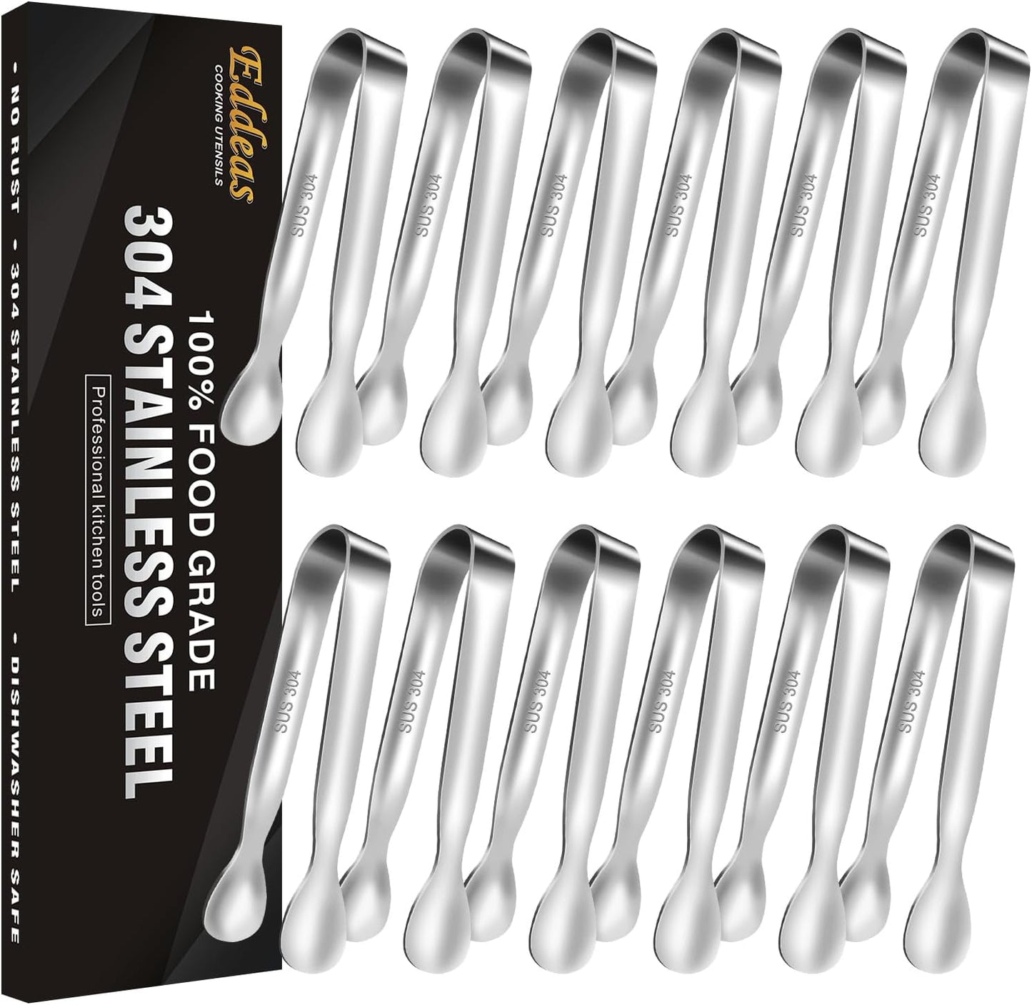 Eddeas Kitchen Tweezers Tongs, Cooking Tweezers Stainless Steel - 3 Size 12'' 10'' & 8 inch Ideal for Meat, pasta, plating and pinching delicate small pieces of food, Set of 3