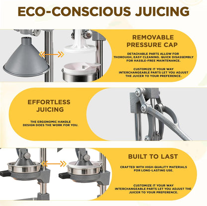 Cast Iron Hand Press, Lemon Manual Juicer, Citrus Press, Black