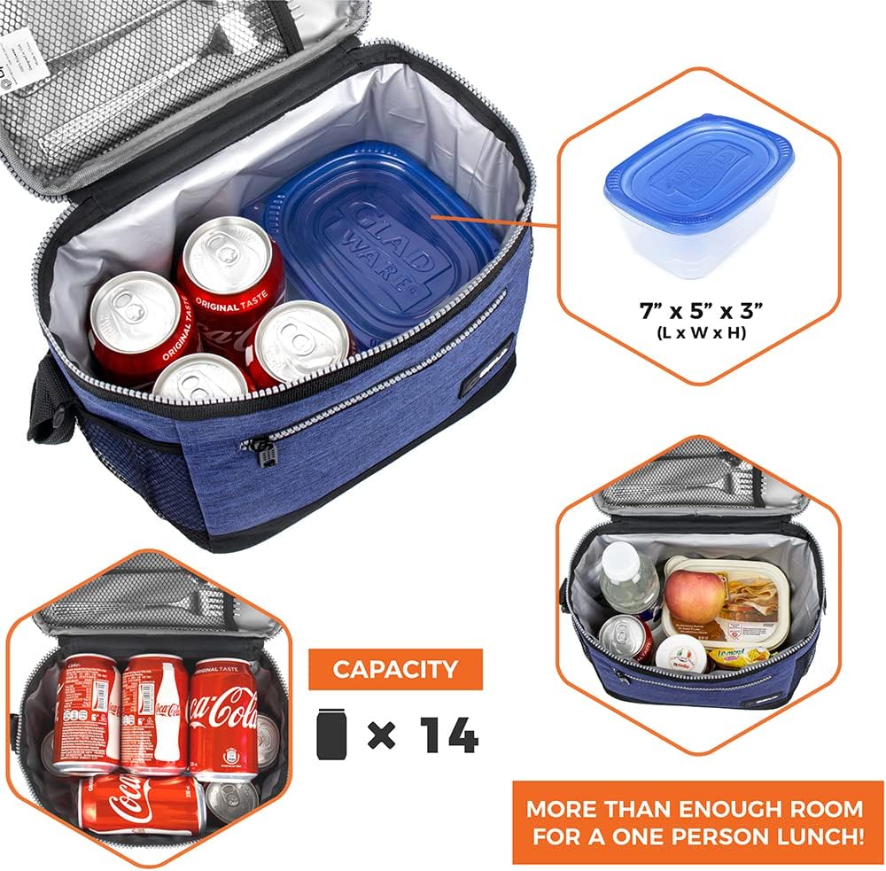 opux Insulated Lunch Box Men Women, Lunch Bag for Work School, Leakproof Soft Cooler Tote Adult, Large Lunch Pail Kids Boys Girls, Picnic Beach Food Bag with Shoulder Strap, Purple Floral