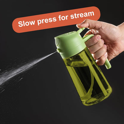 CXINYI - 16oz/470ml Olive Oil Dispenser for Kitchen with Stickers - 2 in 1 Olive Oil Sprayer for Cooking, Air Fryer, and Salad, Black&Green (Light-Proof Kitchen Gadget)