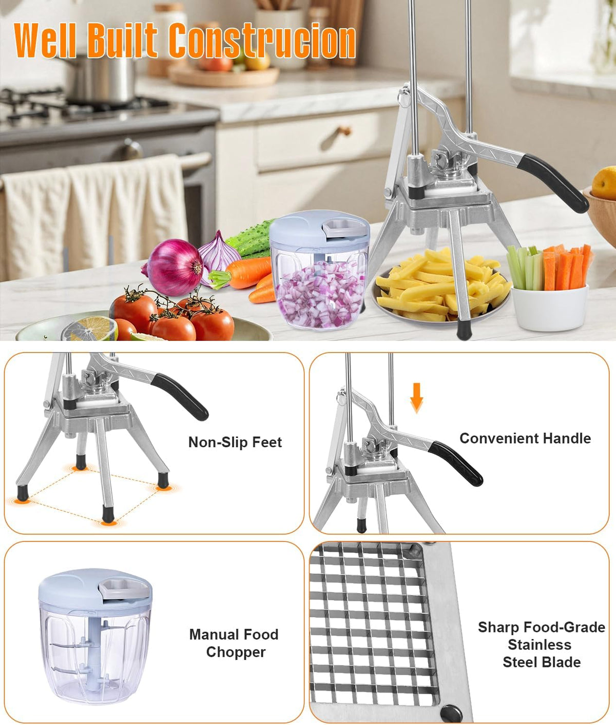 Commercial Tomato Slicer & Vegetable Chopper 1/4inch Food Slicer