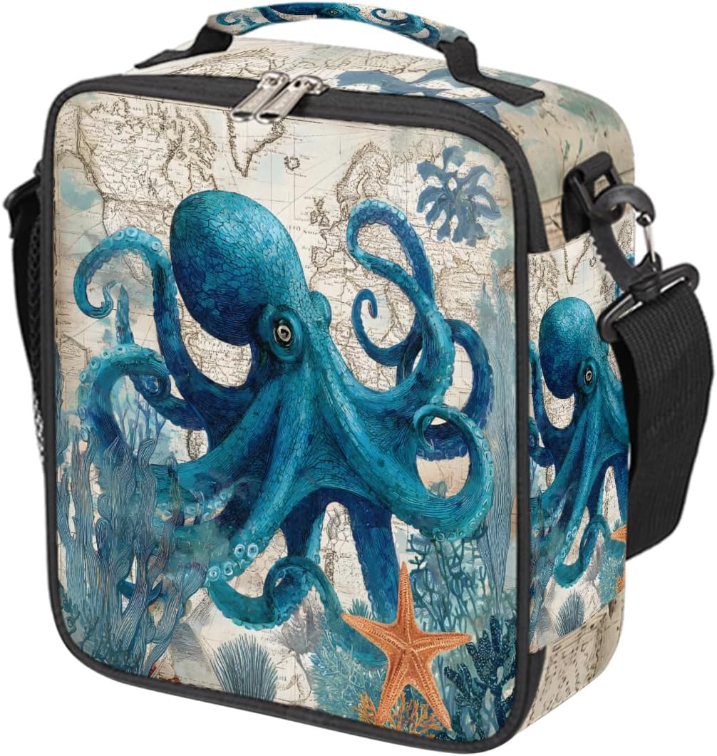 cfpolar Skull Skateboard Lunch Box for Boys Girls, Insulated Lunch Bags for Kids Reusable Mini Cooler Lunch Tote Lunchbox Thermal Meal Tote Kit with Shoulder Strap for Work School Picnic