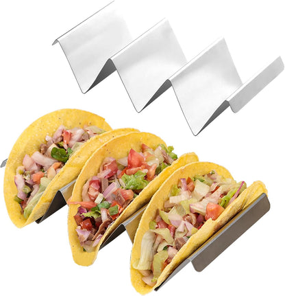 Stainless Steel Taco Holders Set of 2, Taco Stand Rack with Handles, Oven & Dishwasher Safe for Taco Tuesday, Parties & Everyday Use