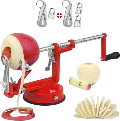 Apple Peeler Corer Slicer All in One – Apple Peeler Slicer Corer with Stainless Steel Blades, Multi-Function Apple Potato Peeler (Green Apple Peeler)