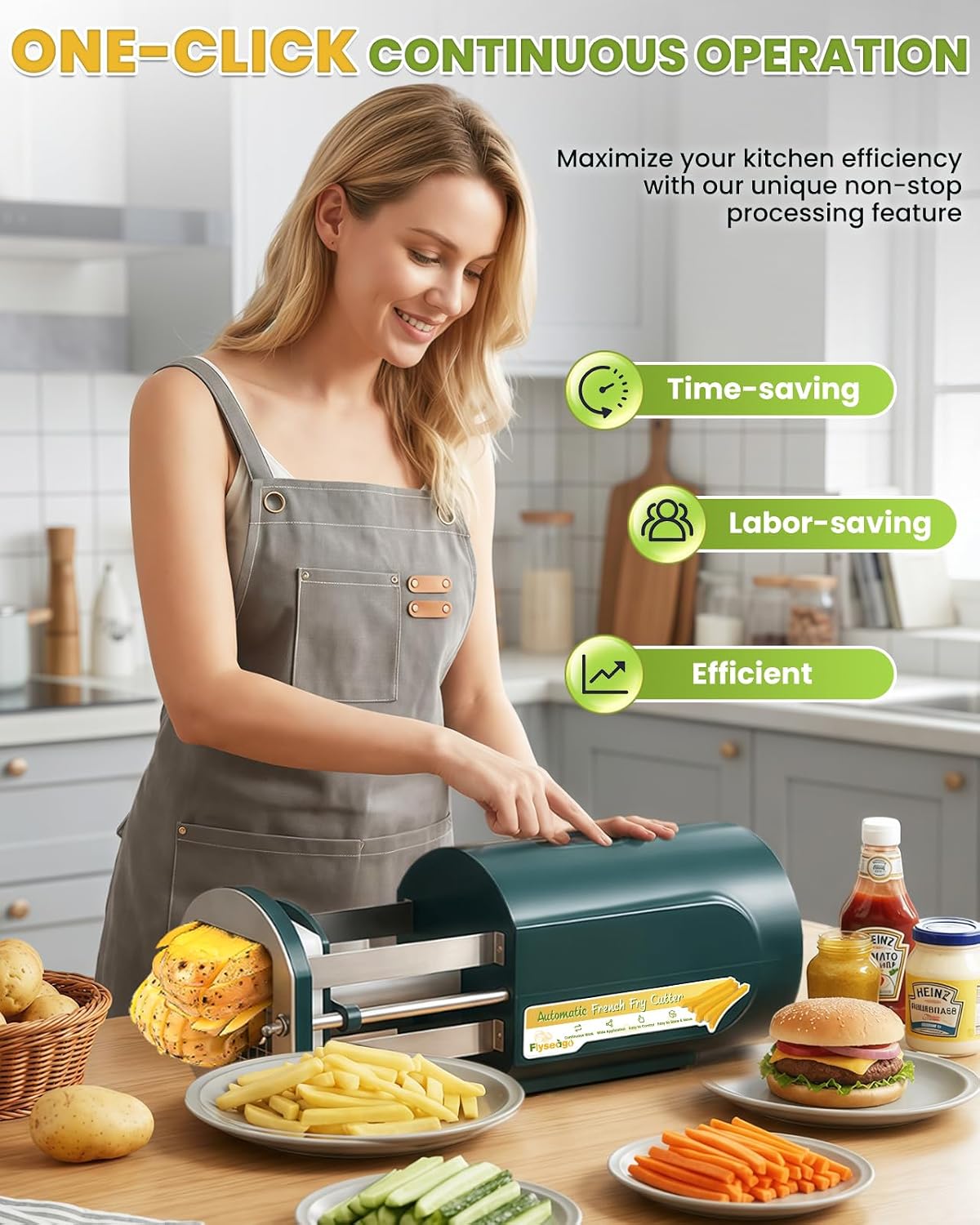 Electric French Fry Cutter with 1/2&3/8" Stainless Steel Blades