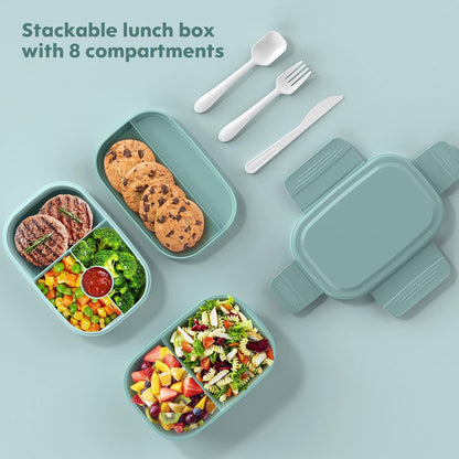 Modern Adult Lunch Box, Stackable Lunch Containers, Minimalist Design Bento Box with Utensil Set - Leak-Proof for Dining Out, Work, School, Picnic