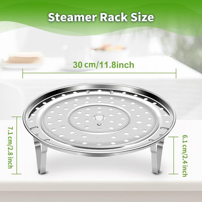 Steamer Rack for Cooking,Stainless Steel Steaming Rack,Steam Tray with Removable Legs for Instant Pressure Cooker Multi-functional Steamer Basket(Silver - 22cm)