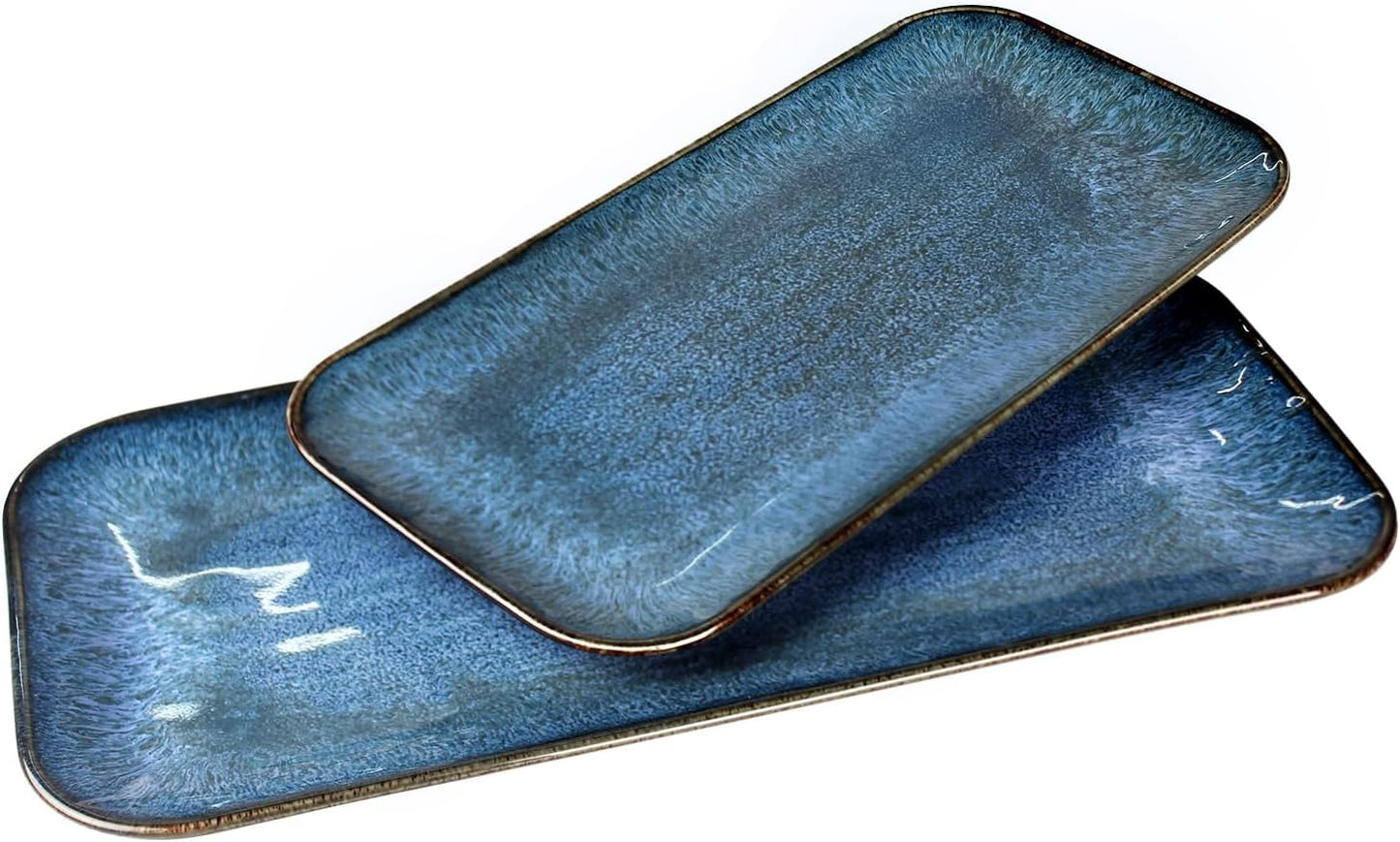 Porcelain Plate Set Large Serving Tray Set of 4, Reusable Serving Platters for Party Food, Cookie, Appetizer, Charcuterie, Snack, Dessert Display,Stackable Kitchen Dish 14.4 INCH