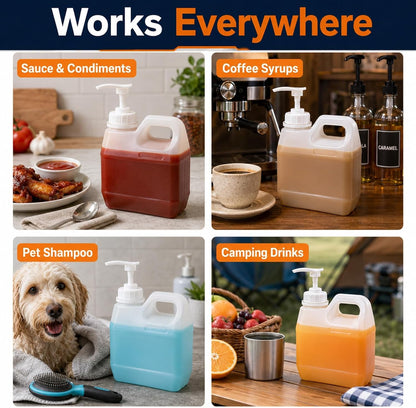 2 Pack 1 Gallon Graduated Jugs with Pumps and Measuring Caps