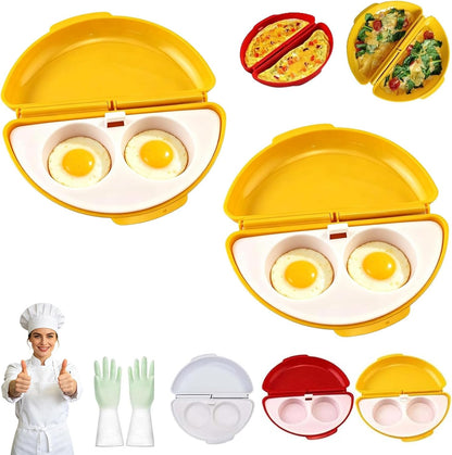 2-In-1 Microwave Omelette Maker & Egg Cup Cooker with Removable Tray，A+B